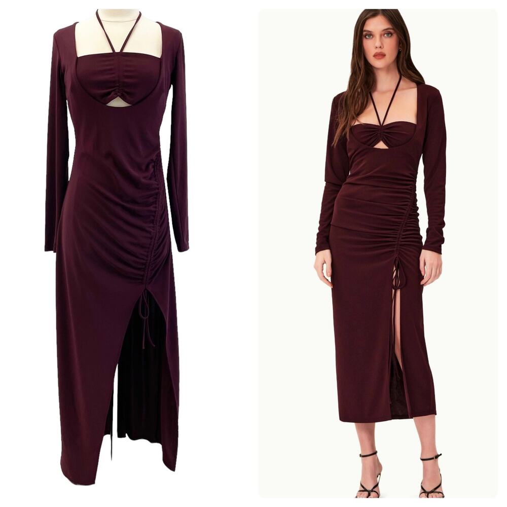 Nicholas Noel Womens US 4 Gown Maxi Dress Purple Center Cutout Special Occasion‎